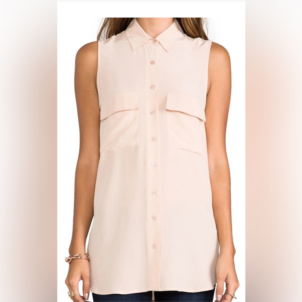 Equipment Signature Sleeveless Blouse Top Sz S Nude Silk